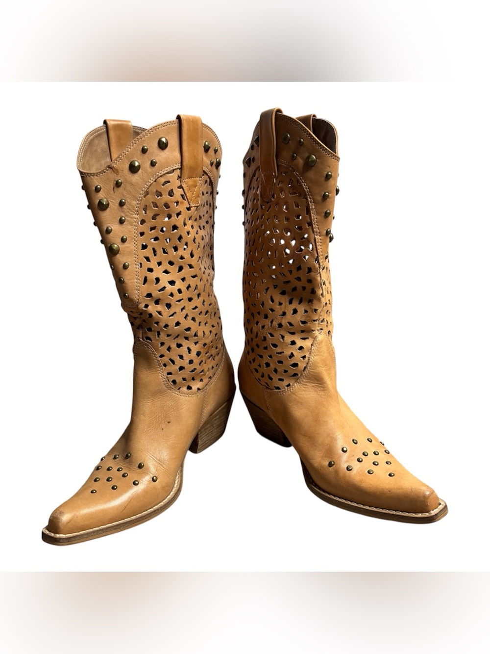 Penny Loves Kenny Cutout Studded Western Cowboy Boots Size 6